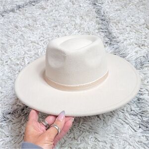 Ivory wide brim fedora hat
